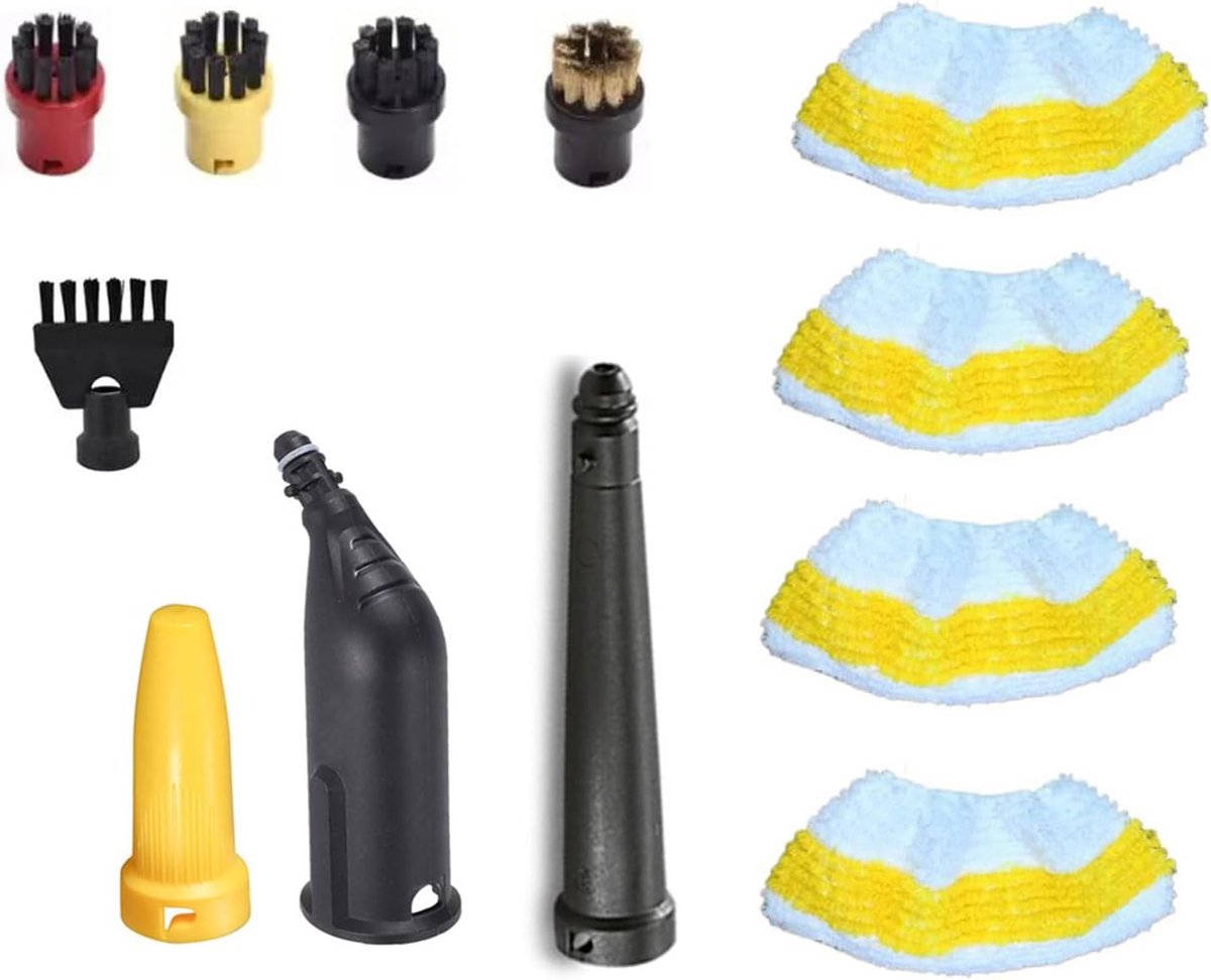 Accessoires voor stoomreiniger - 15-delig - inclusief verlengde en gebogen spuitmond - voor grondige reiniging - ShopVlot