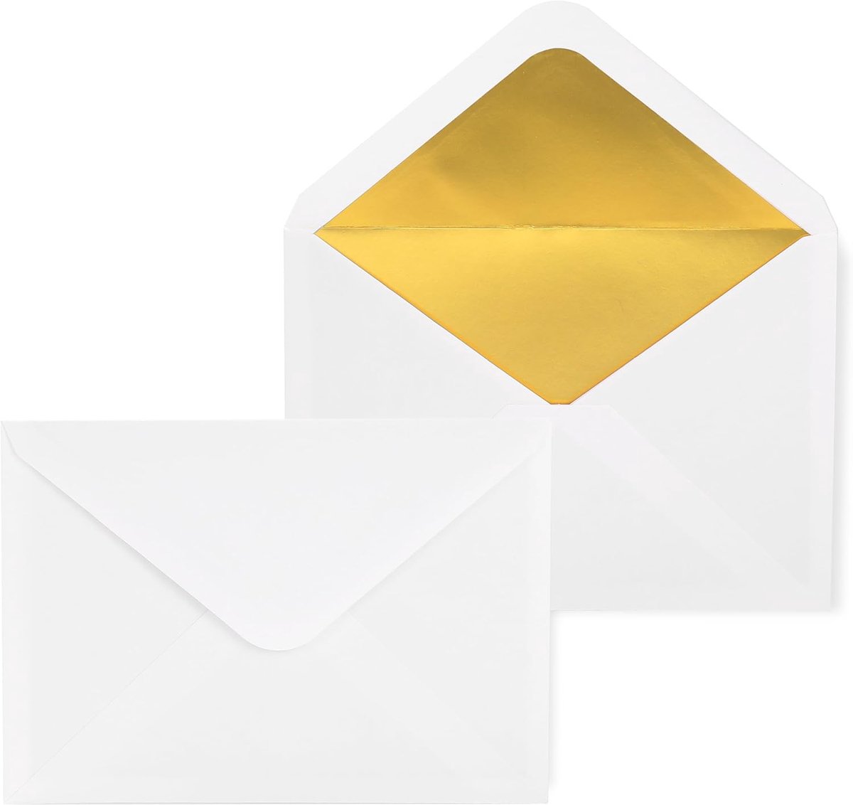 Enveloppen C6 met gouden binnenvoering - 162 x 114 mm - wit - perfect voor feestelijke gelegenheden - ShopVlot