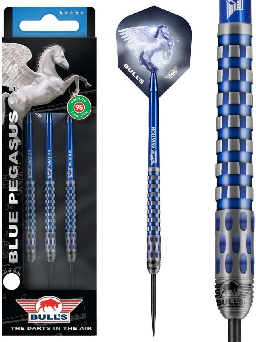 Darts Bull's Blue Pegasus C 95% - 22/24 gram - 95% tungsten - Modern design voor precisie - ShopVlot