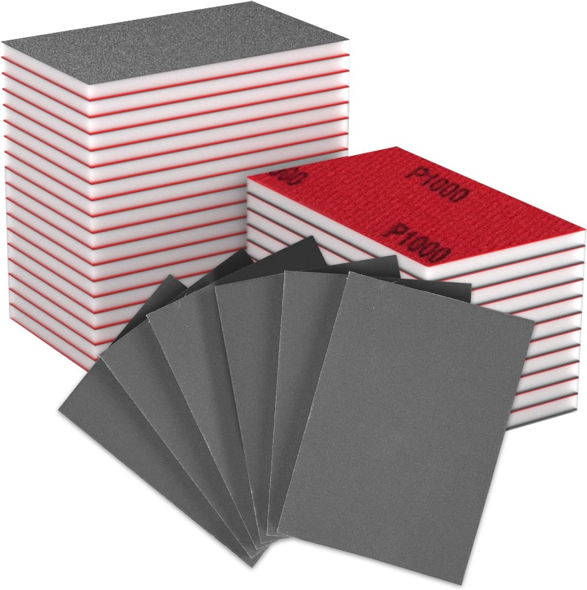 Schourblok set 32 stuks 70x100mm - zachte schuimrubber - flexibele schuurpad - ideaal voor contouren - ShopVlot