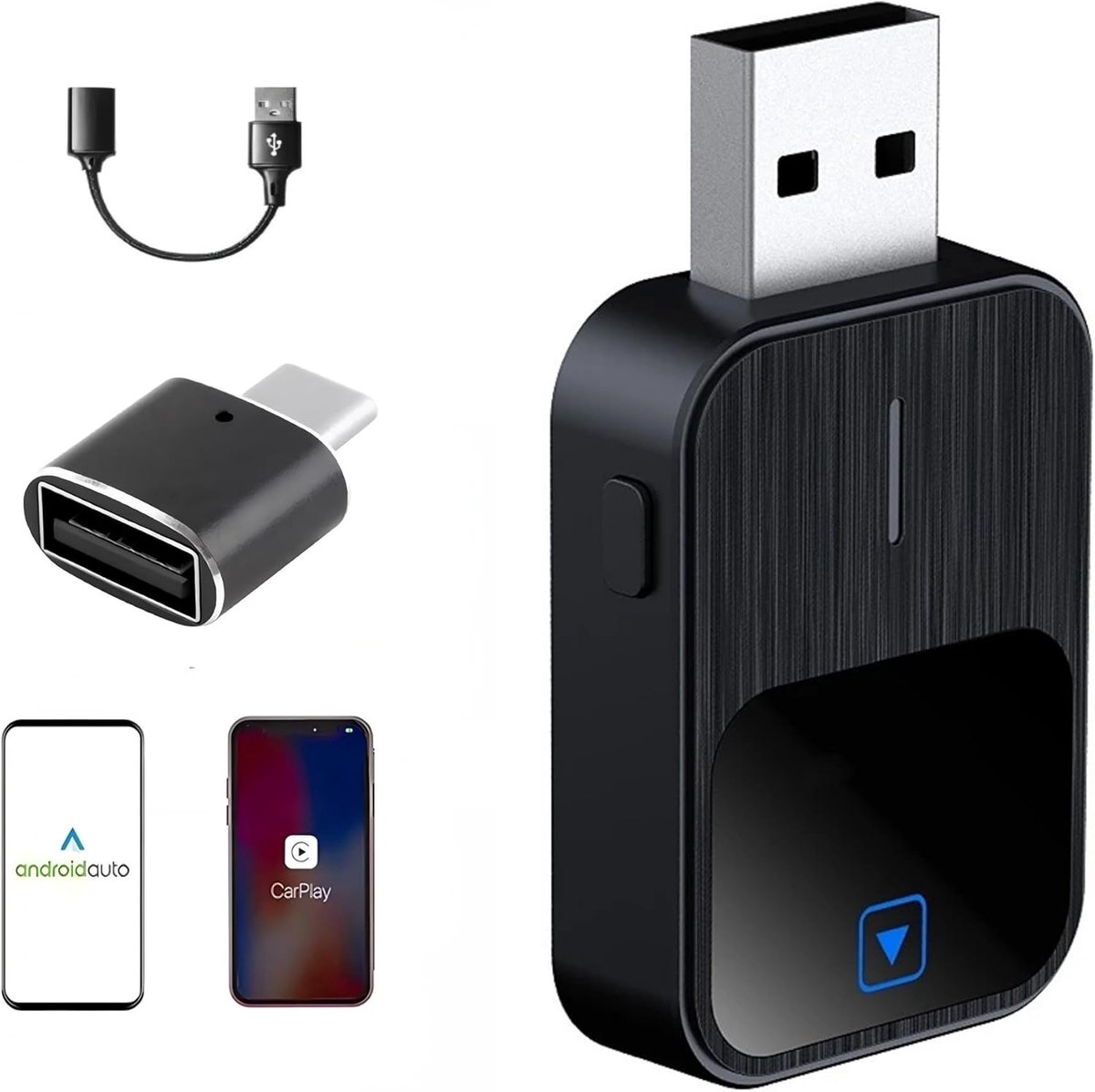 2-in-1 draadloze auto adapter CarPlay en Android - snel schakelen - compatibel met iPhone en Android Auto - ShopVlot