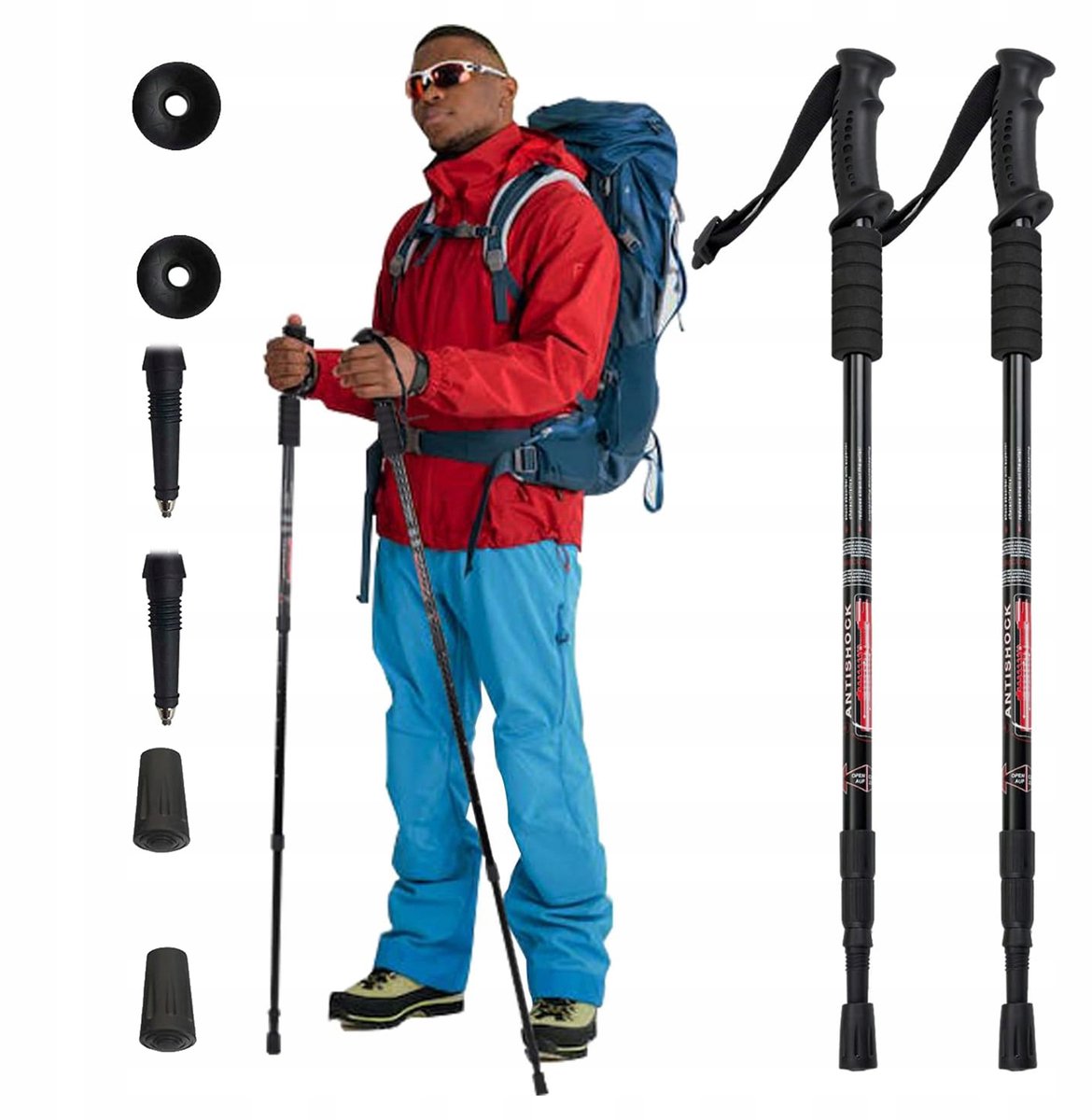 2x Nordic Walking Stokken - Verstelbaar, Opvouwbaar, Lichtgewicht Aluminium