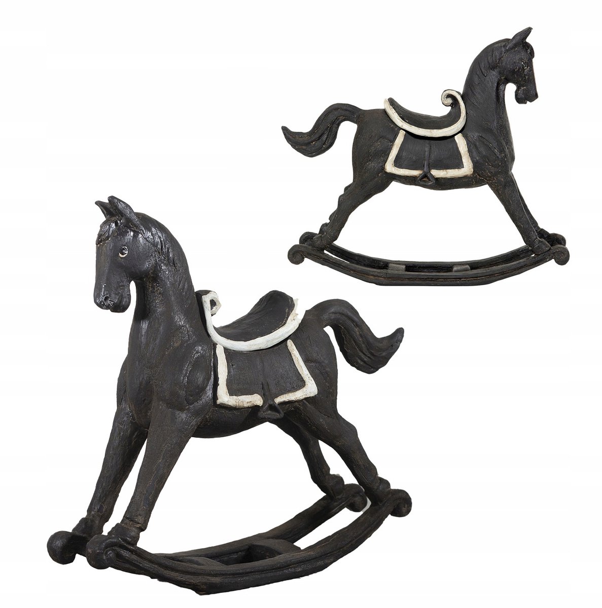 Decoratieve Schommelpaard Figuur met Opbergruimte - Zwart/Wit