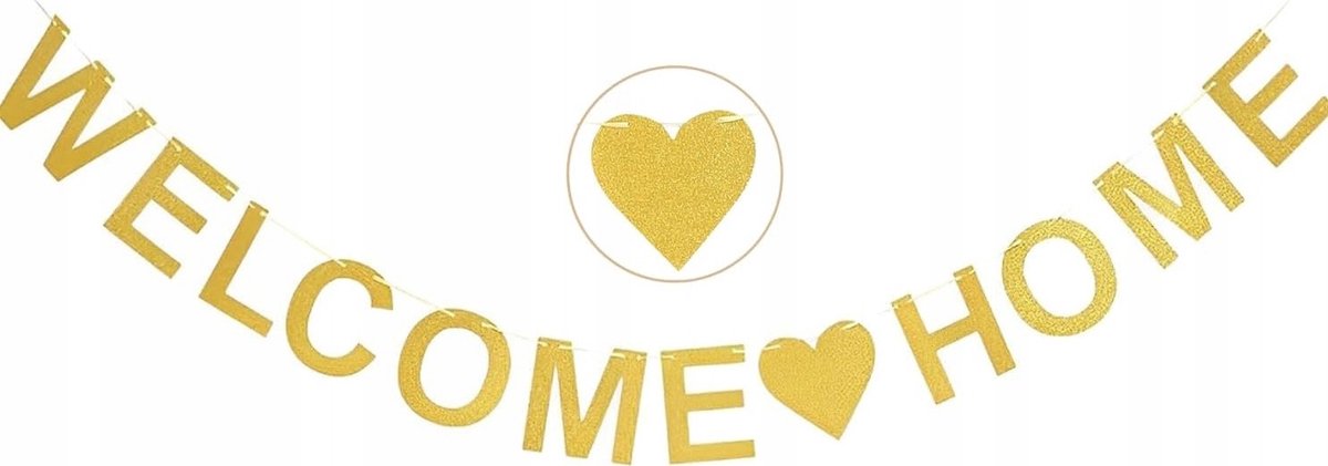 Gouden 'Welkom Thuis' Papieren Slagroom - Feestelijke Decoratie