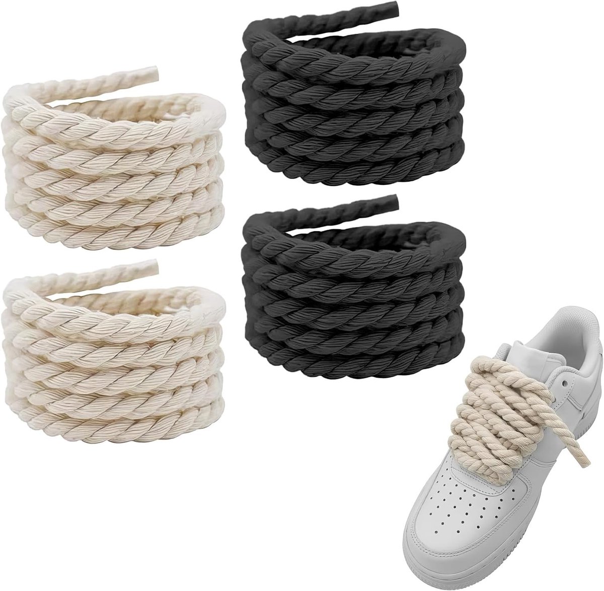 Dikke Veters 160 cm - Katoenen Laces - Bulky Rond - Voor Sport- en Hardloopschoenen - ShopVlot