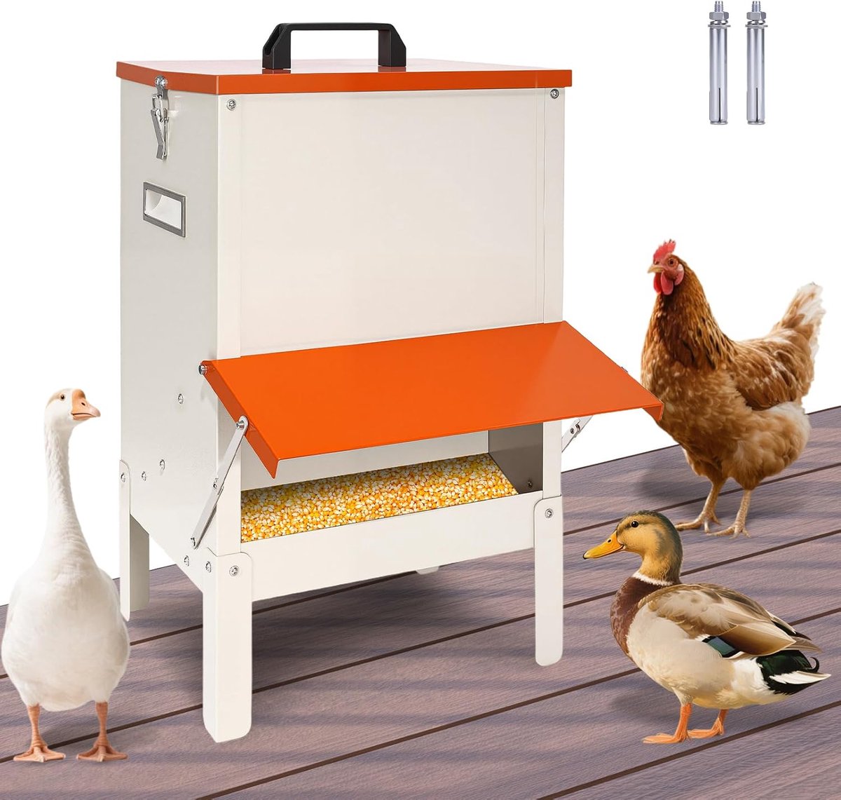 Automatische voederdispenser voor kippen 22 kg - wandmontage - geen verspilling - weerbestendig - ShopVlot