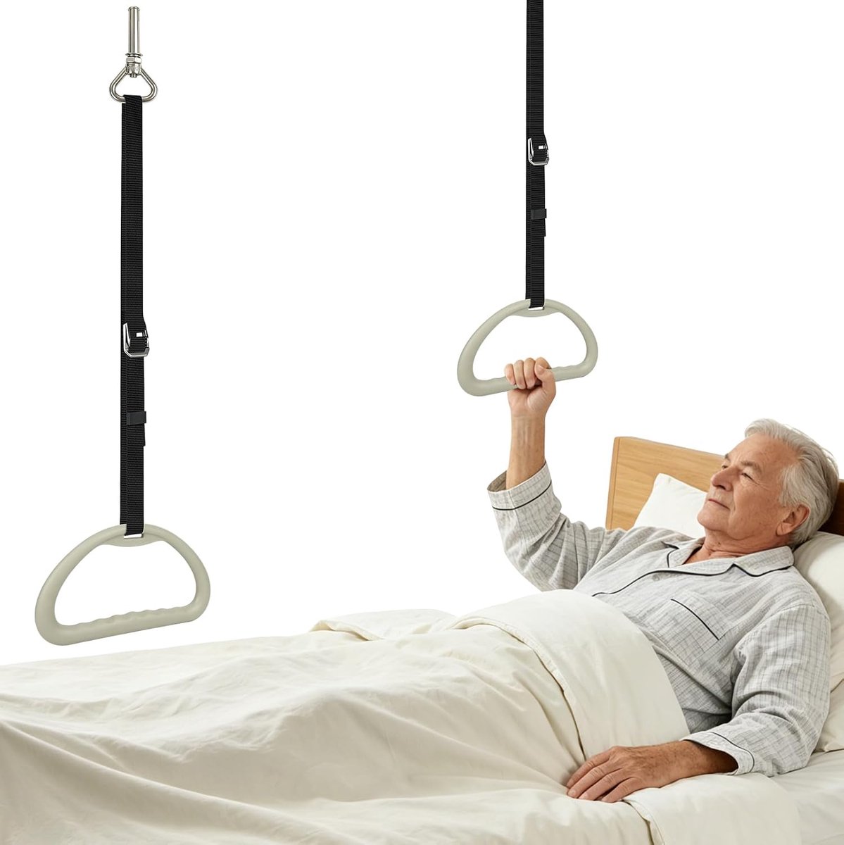 Verstelbare bedbalk 20-200 cm - trapeziumgreep - tot 300 kg - ondersteuning voor ouderen en gehandicapten - ShopVlot