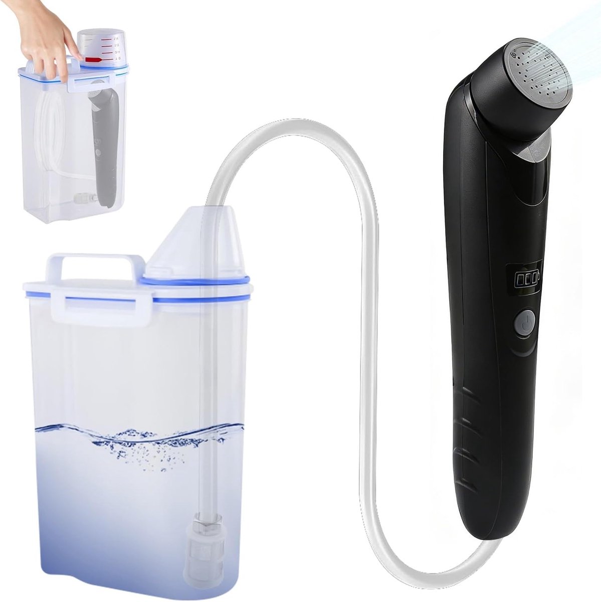 Draagbaar bidet 2,5 l - elektrisch, zwart - oplaadbare sproeikop - ideaal voor camping - ShopVlot