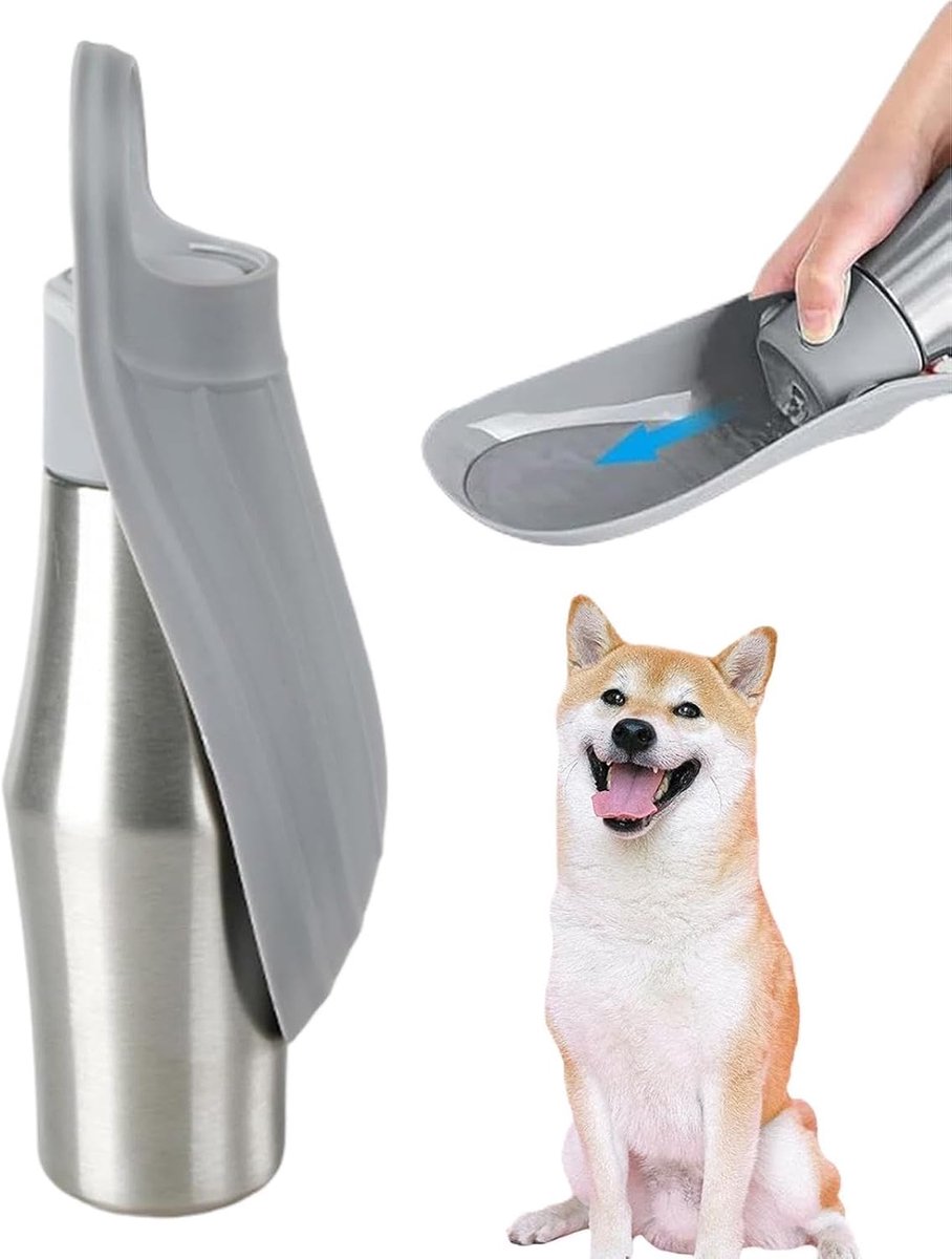 KZQ Draagbare drinkfles voor honden – Drinkfles voor huisdieren voor onderweg, tijdens het kamperen, dagelijkse wandelingen en zomerse uitstapjes – 750 ml