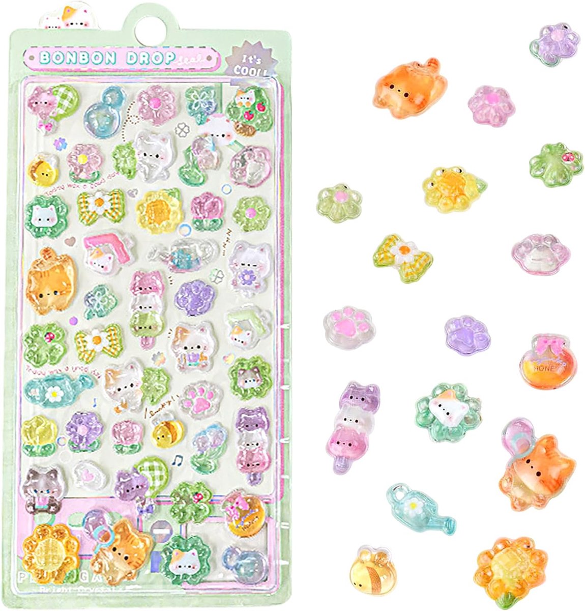 3D Kawaii Sticker Set - Schattige Puffy Kat Stickers - Mini Herbruikbare Stickers - Perfect voor Scrapbooks - ShopVlot