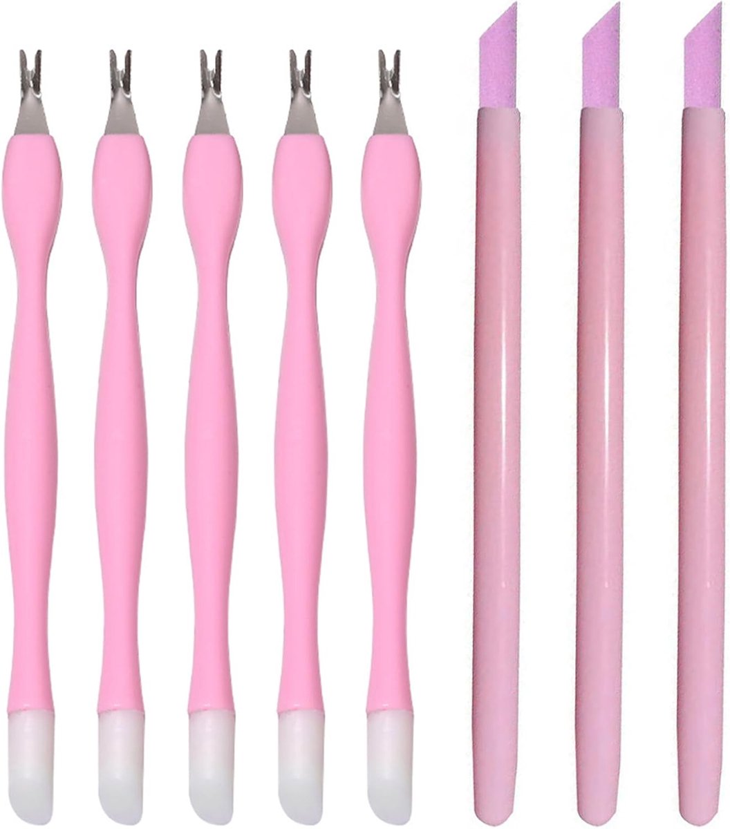 Nagelriemschuiver set - 8-delige nagelverzorging - roestvrij staal - voor manicure en nagelriemen verwijderen - ShopVlot