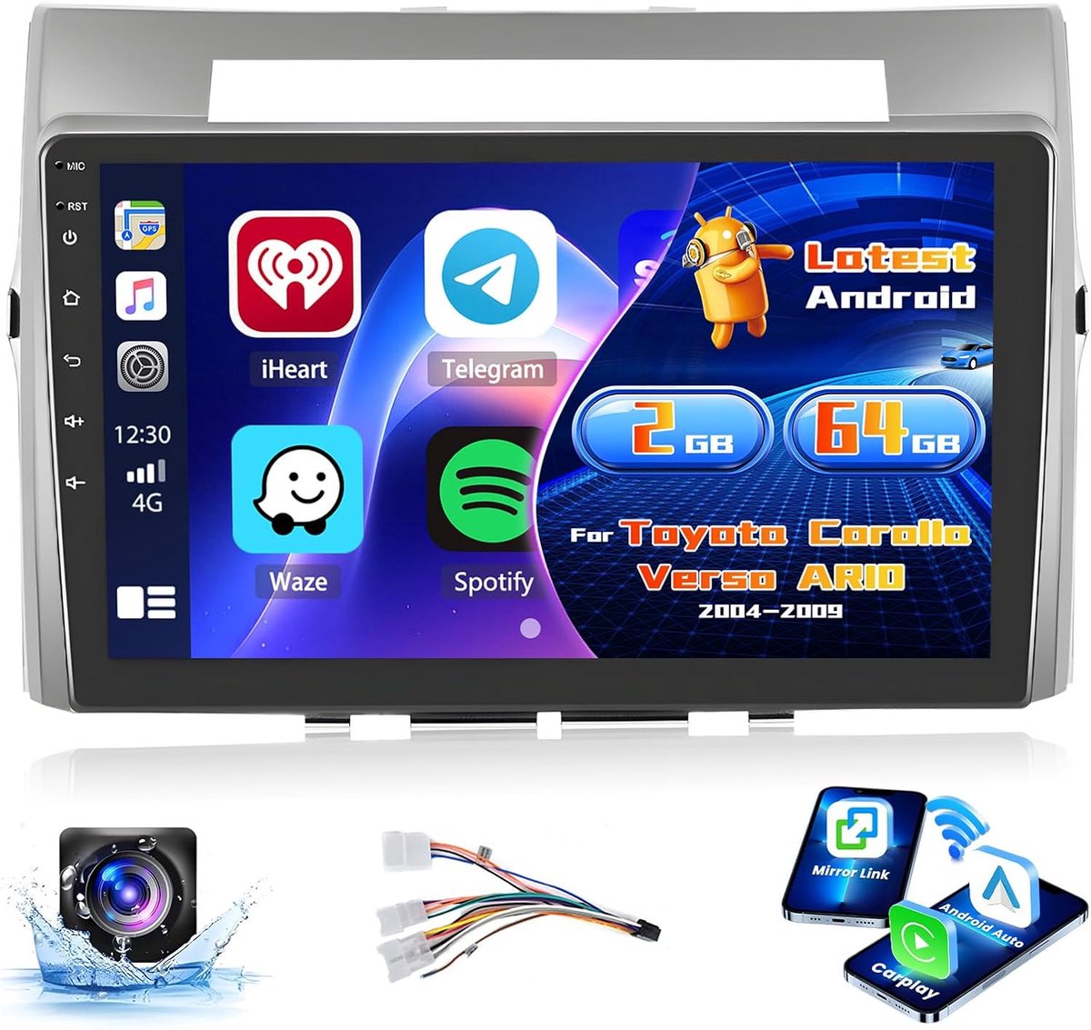 Auto Radio 9 Inch - 2GB+64GB - Draadloze CarPlay/Android Auto - GPS Navigatie - ShopVlot