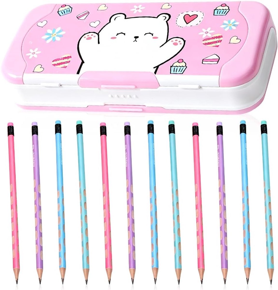 Multifunctioneel etui - schattig cartoon ontwerp - met puntenslijper - perfect voor school - ShopVlot