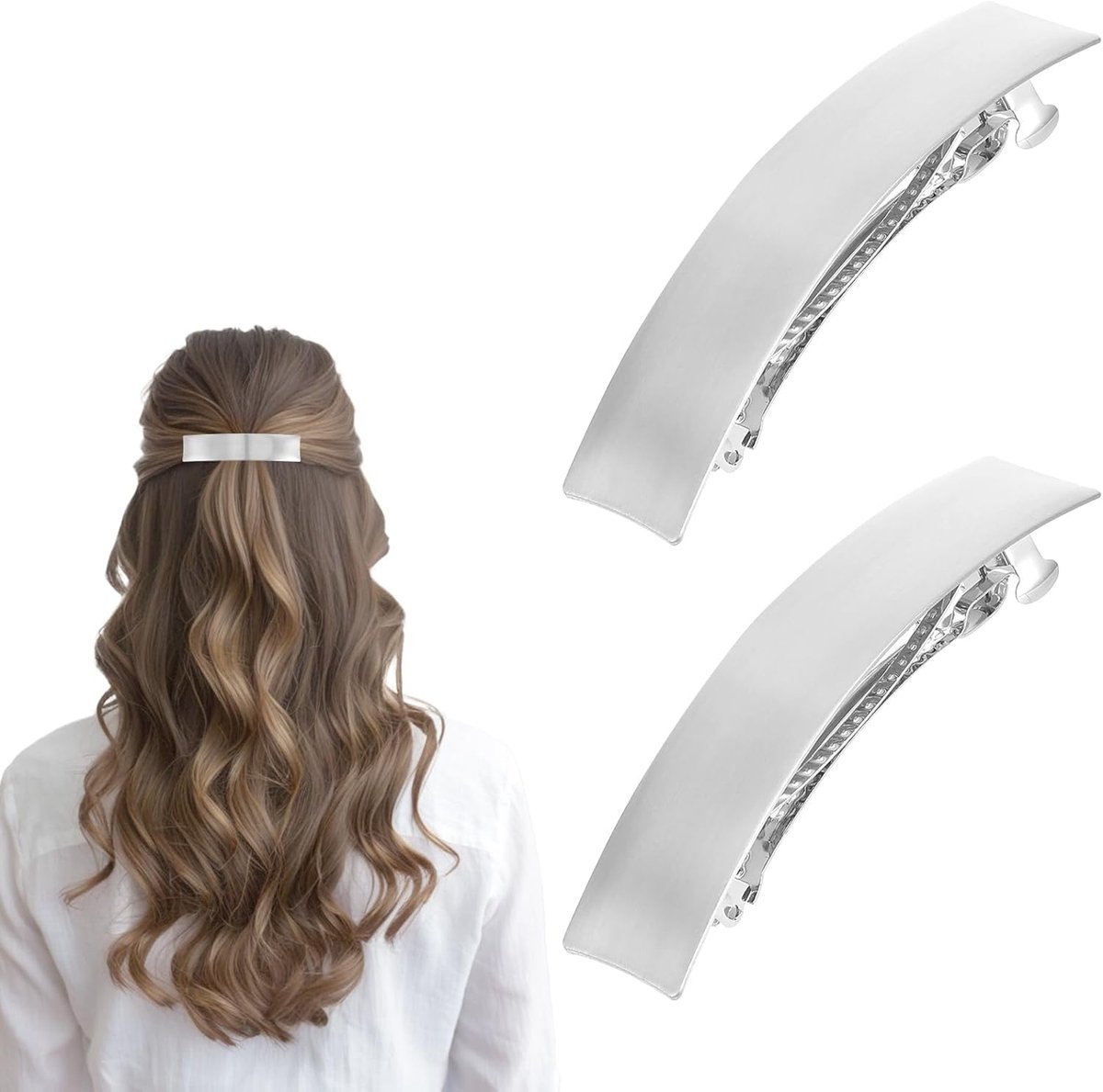 Haarklem 9cm ovaal - zilver met vintage look - stevige metalen haaraccessoires - voor een verfijnde uitstraling - ShopVlot