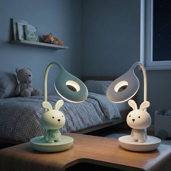 Luxus Nachtlamp Kinderkamer Bunny Mini - Blauw - Nachtlampje baby - Voor kinderen - Slaapkamer - Draadloos - Oplaadbaar van Merkloos — afbeelding 3