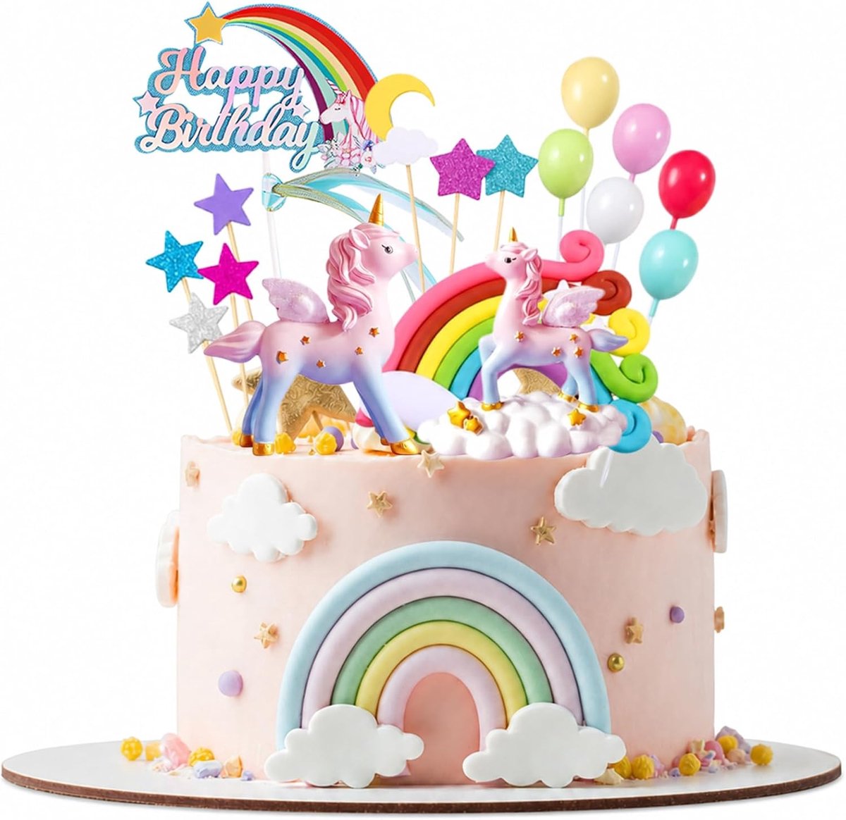 Eenhoorn taartdecoratie 23 stuks - 3D eenhoorns taarttopperset - Happy Birthday toppers - ShopVlot