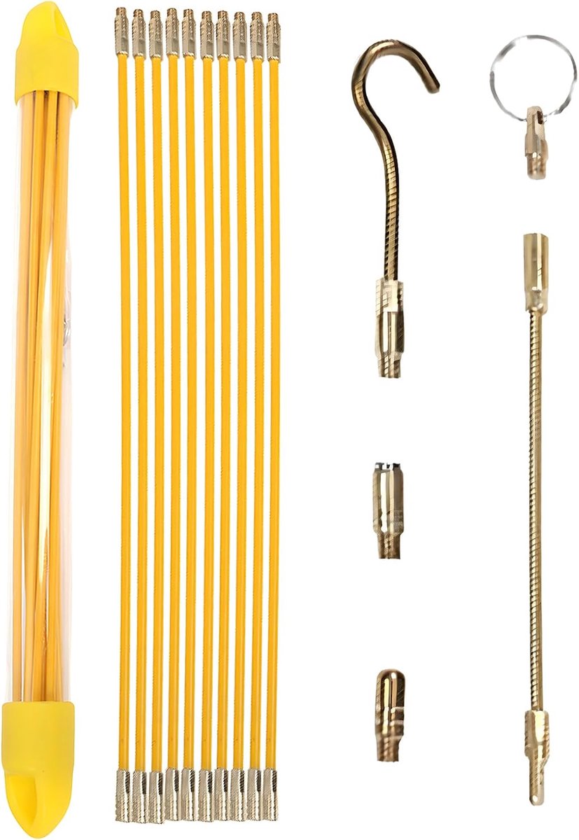 Glasvezel kabeltrekset 10 stuks - 33 cm x 4 mm - inclusief haak en gat - ideaal voor het leggen van kabels - ShopVlot
