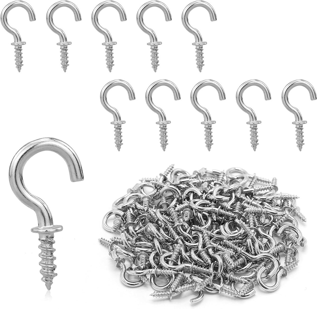 Schroefhaken 100 stuks - M1.9 x 20mm - RVS - Voor ophangen en bevestigen - ShopVlot