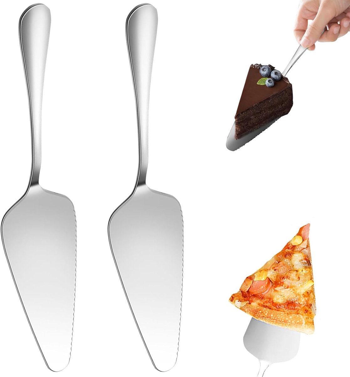 Tortenheber Set 2 Stuks - Rvs Kuchenheber 26cm - Gezakte Tortenschaufel & Pizzaheber - Ideaal voor Feesten - ShopVlot