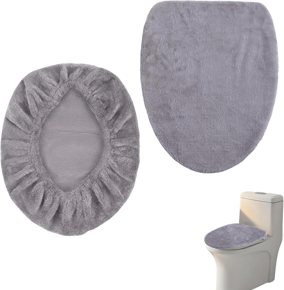toilethoezen set van 2 - zacht velours 42x34 cm - machinewasbaar - comfortabel badkamer accessoire - ShopVlot