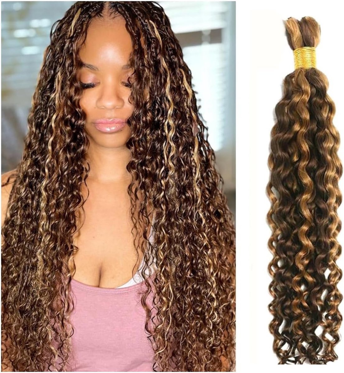Menselijk haar bulk voor vlechten - 18 inch 4/27 ombre - diep golvend onbewerkt haar - creëert natuurlijke vlechten - ShopVlot