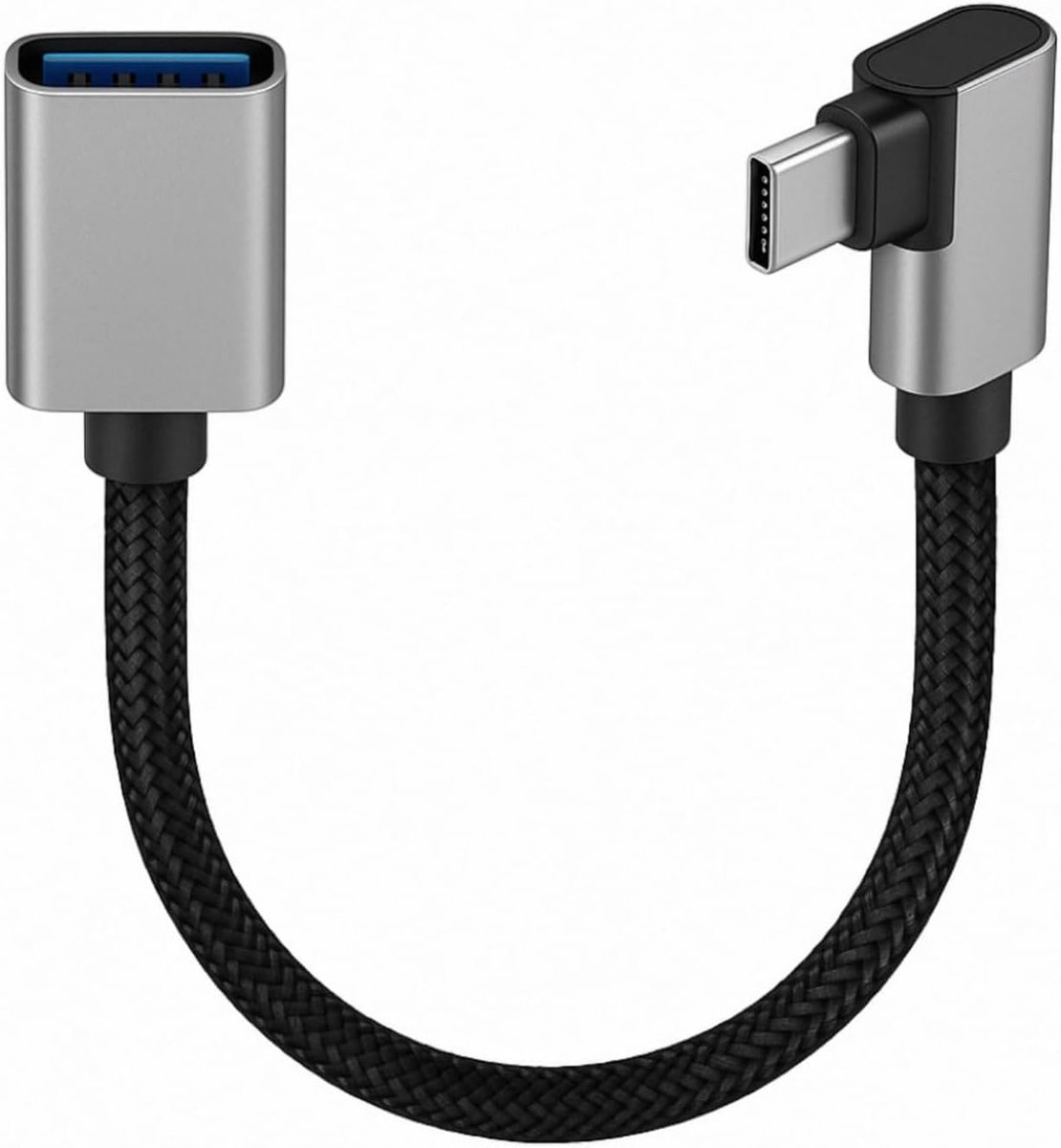 USB OTG-adapter 90 graden - USB C naar USB 3.0 - aluminium behuizing - snelle gegevensoverdracht - ShopVlot