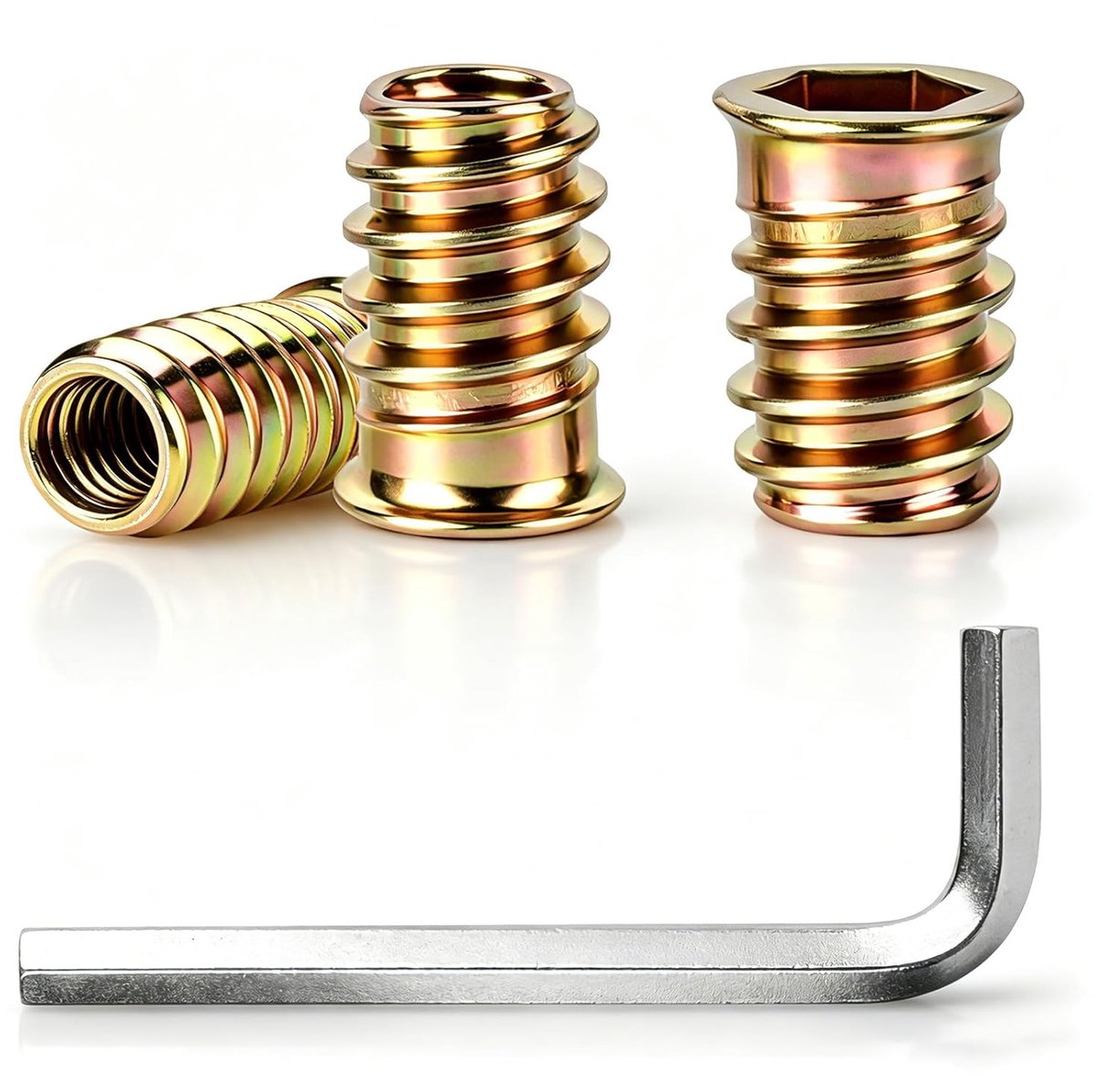 Inzetstukken voor hout M6x16mm - Zinklegering platte zeskant - Duurzaam en slijtvast - Ideaal voor meubel-DIY - ShopVlot