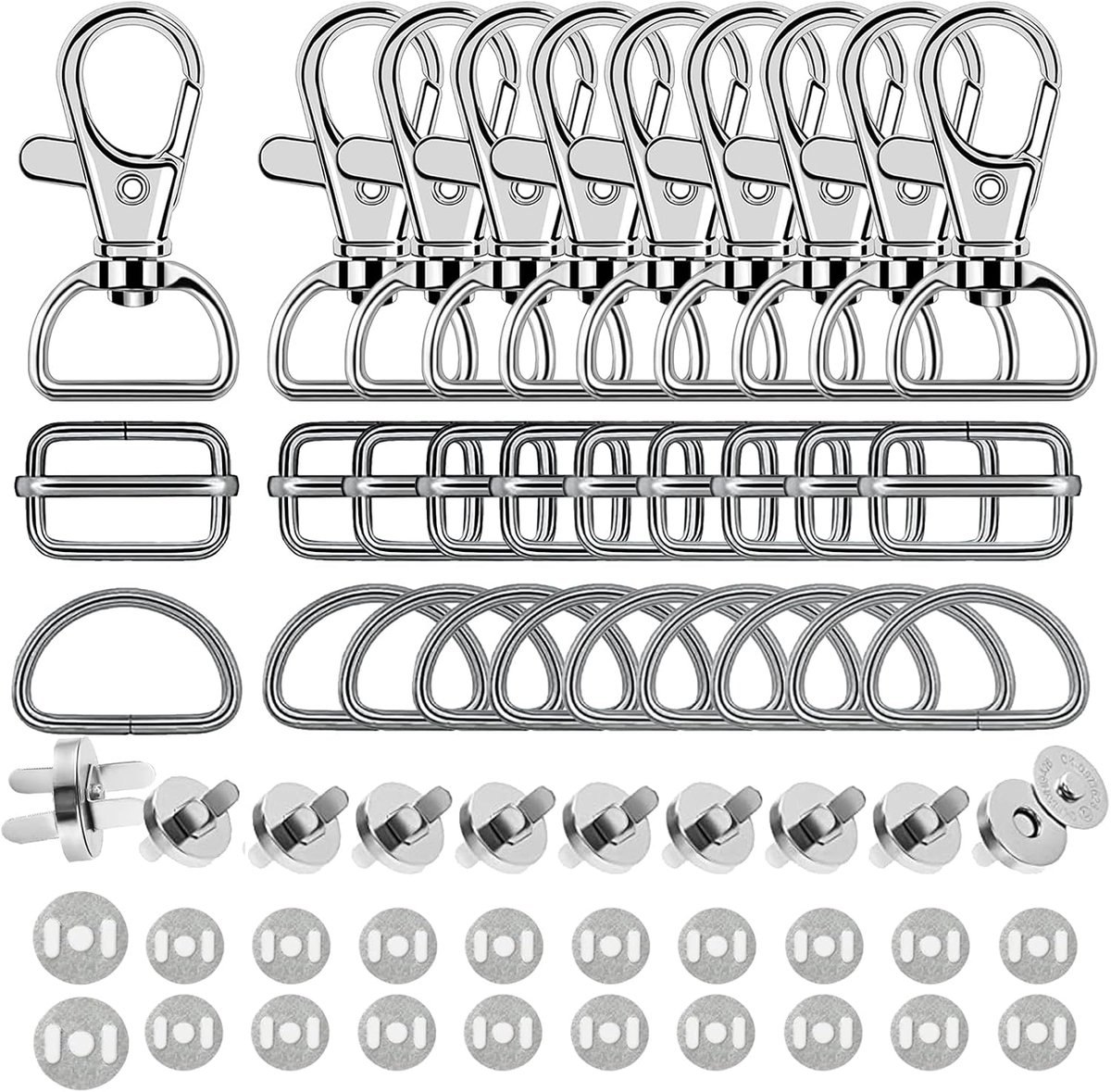 Carabiner haken 40 stuks - Zilver - 360° draaibaar - Voor sleutels en DIY-projecten - ShopVlot
