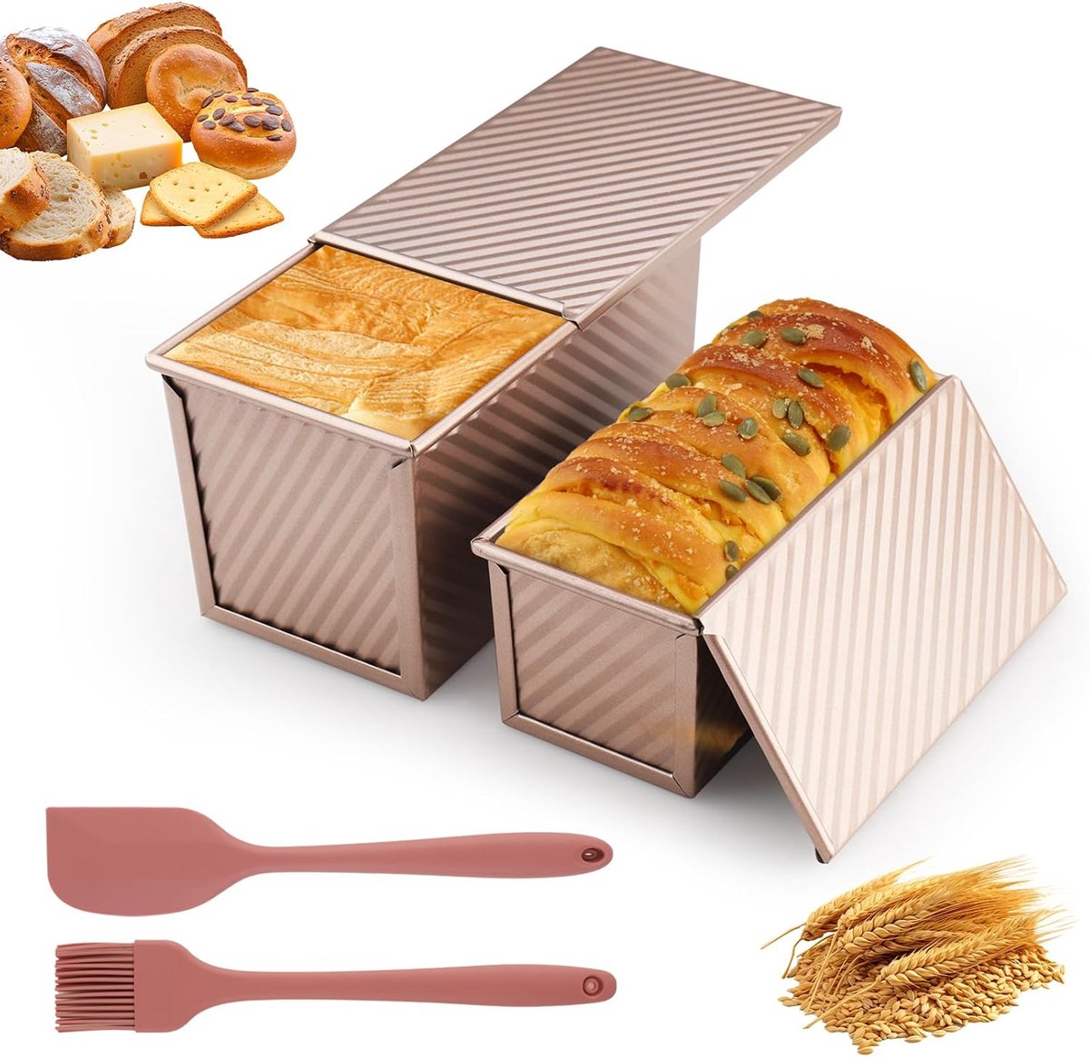 Brood bakvorm met deksel - 2-delige brood bakmodel - anti-aanbaklaag - ideaal voor het maken van versgebakken brood - ShopVlot