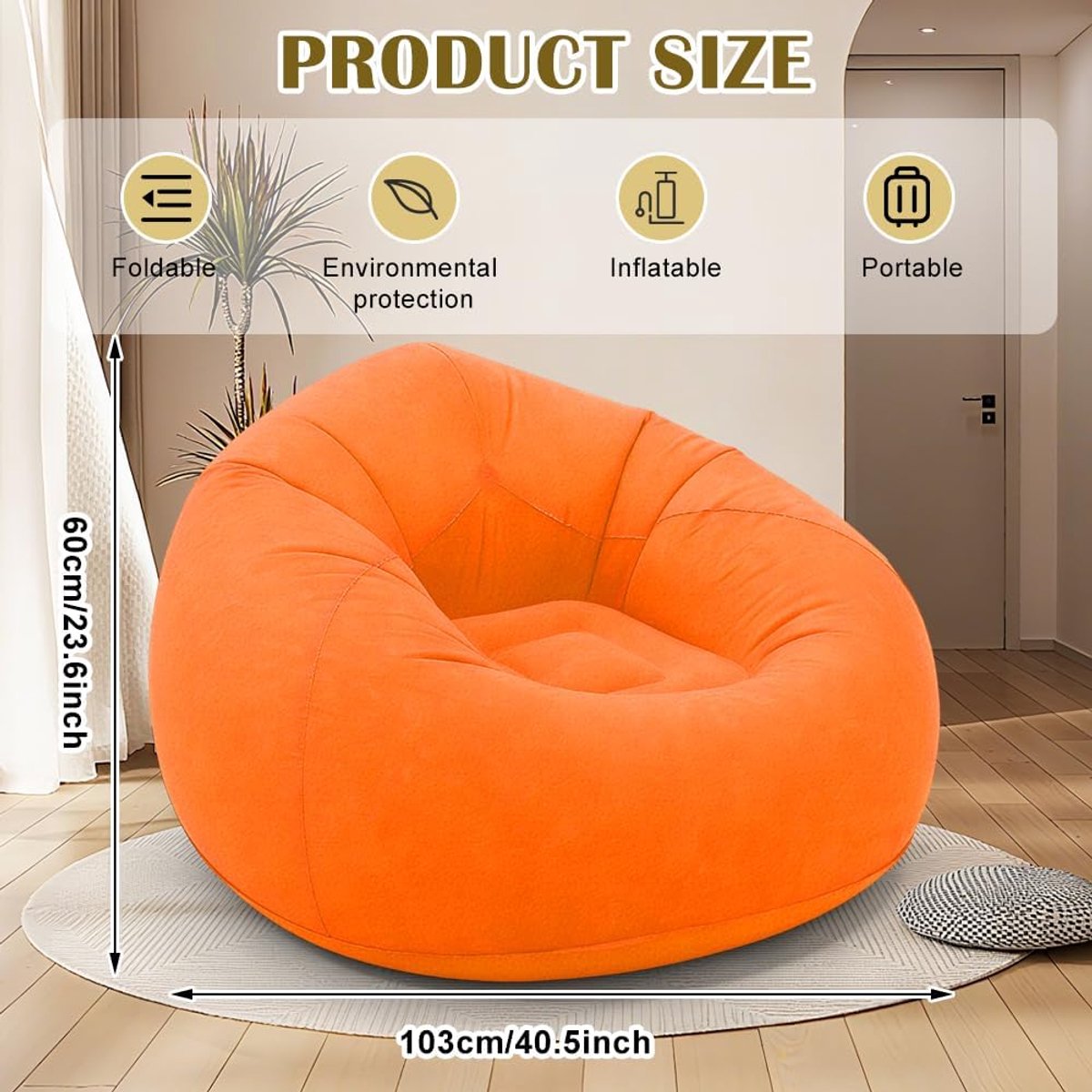 Opblaasbank en fauteuil - Zacht flockmateriaal - Snelle inflatie - Ideaal voor tuin en camping - ShopVlot