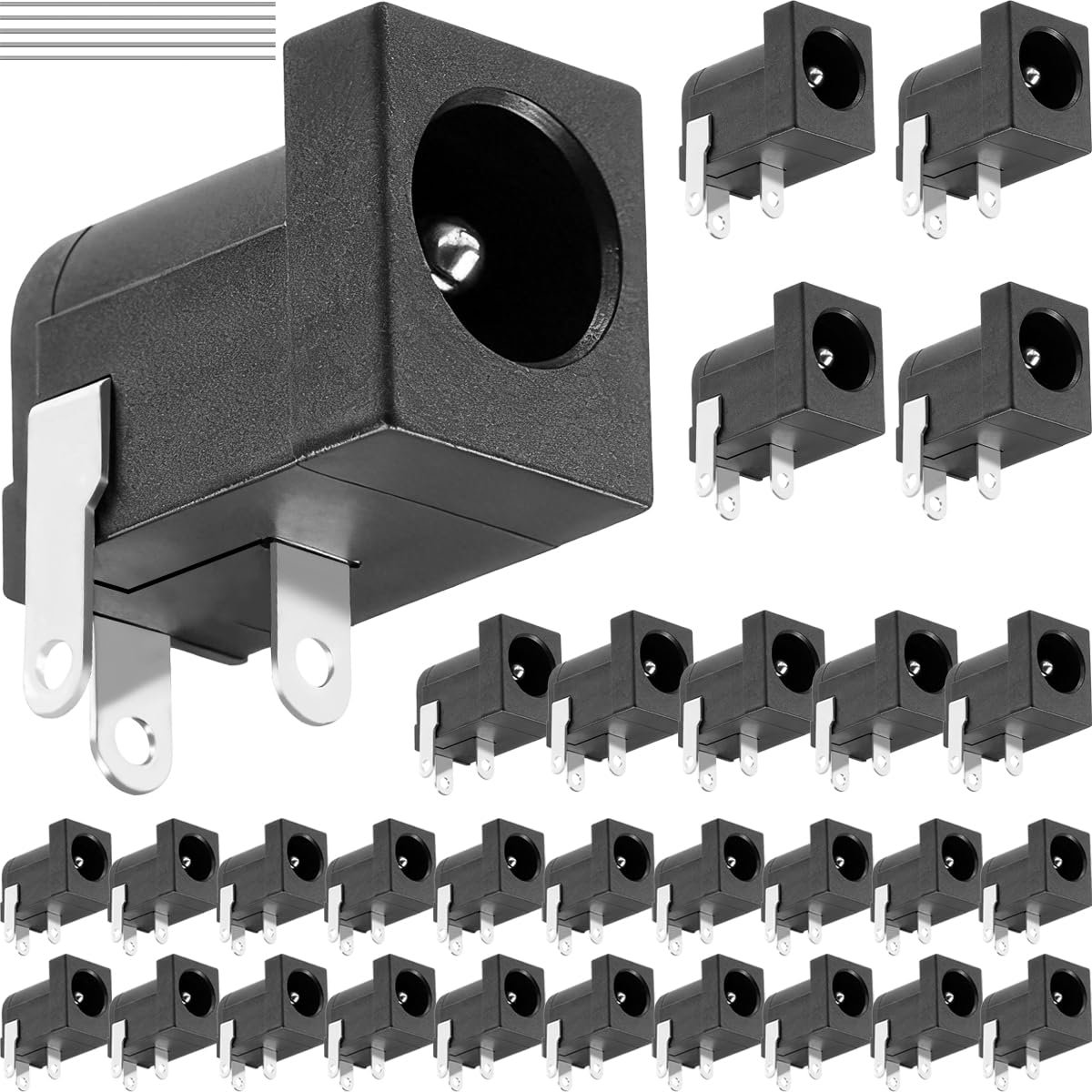 PCB-montagebusjes 5,5 x 2,1 mm - 30 stuks - DC 3-polige stekker - ideaal voor gitaareffectpedalen - ShopVlot