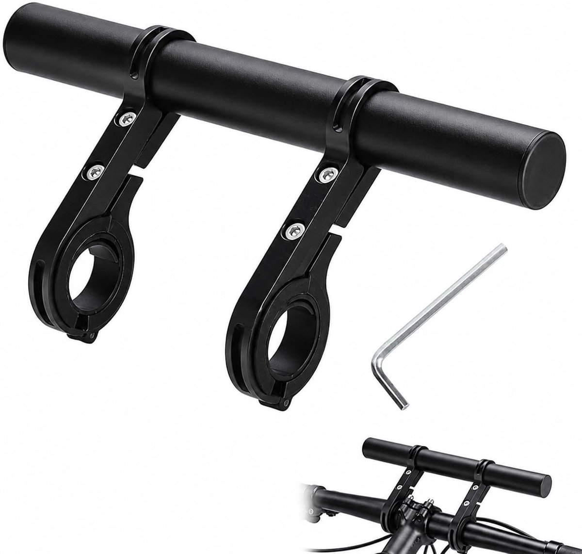 Fietsstuurverlenging 20 cm - aluminiumlegering - extra opbergruimte - voor GPS en accessoires - ShopVlot