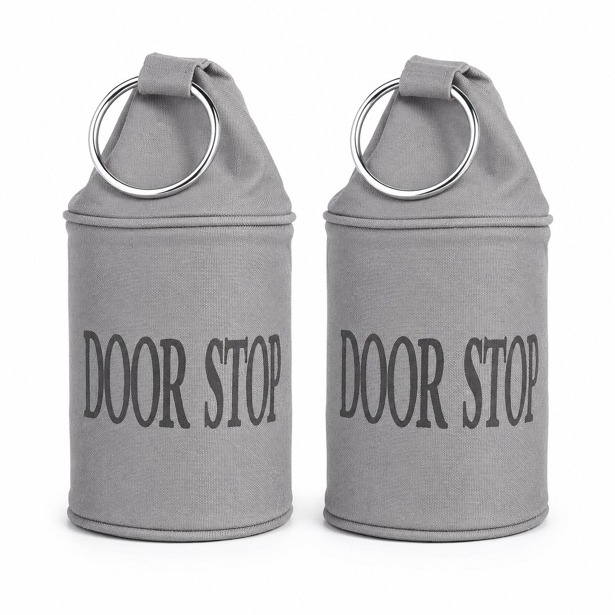 NIPT Deurstopper Grijs - Set van 2 - Met ring - 12,5 x 12,5 x 34 cm