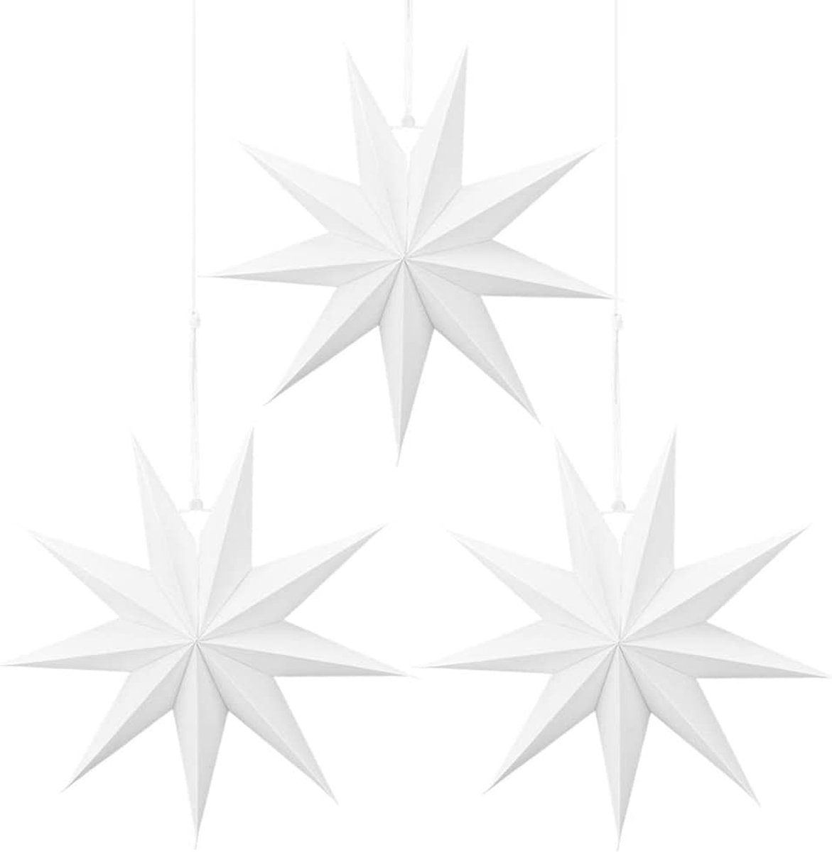 Papieren sterren 30 cm - witte papieren poinsettia - hangdecoratie - sfeervolle kerstversiering - ShopVlot