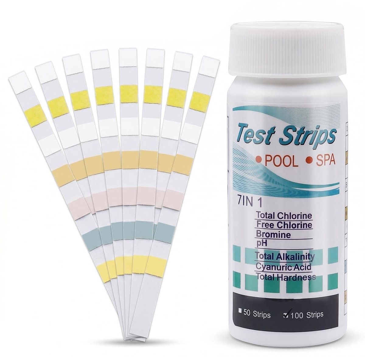 Aquariumteststrips 100 stuks - 7-in-1 watertest - nauwkeurige wateranalyse - ideaal voor vijver en zwembad - ShopVlot