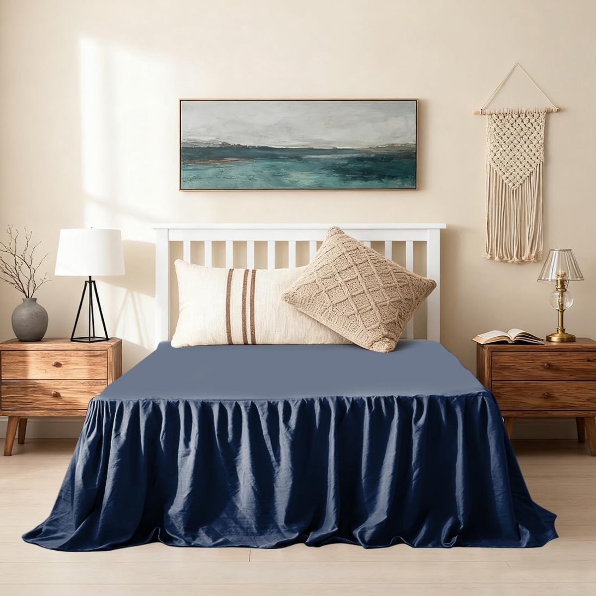 Bedrok 140 x 200cm - Elegant met Rimpel - Voor Lattenrost - Stijlvolle uitstraling voor slaapkamer - ShopVlot