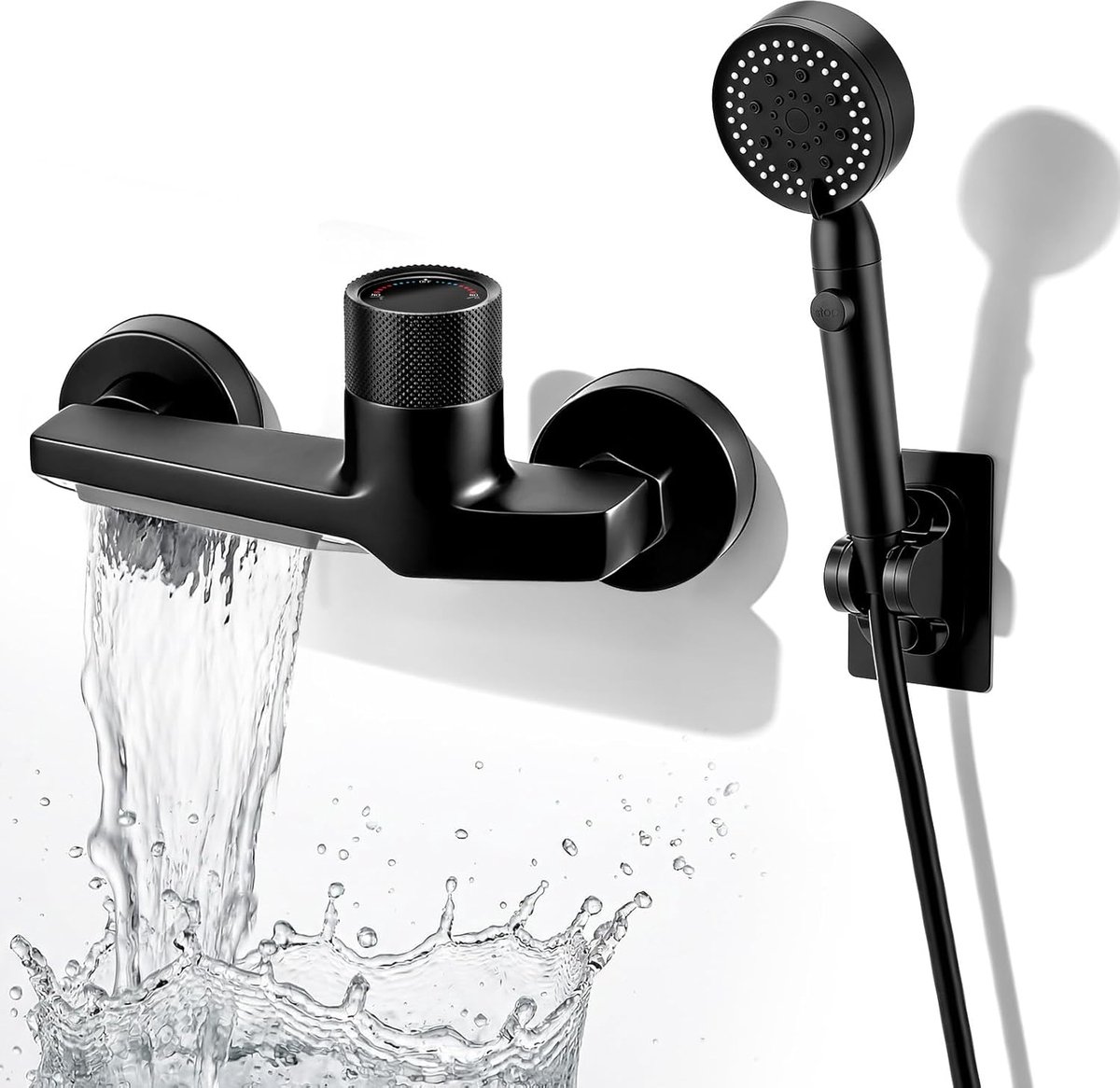 Badkraan waterval met handdouche - 5 functies - messingen - rustige waterstroom voor ontspannen badmomenten - ShopVlot
