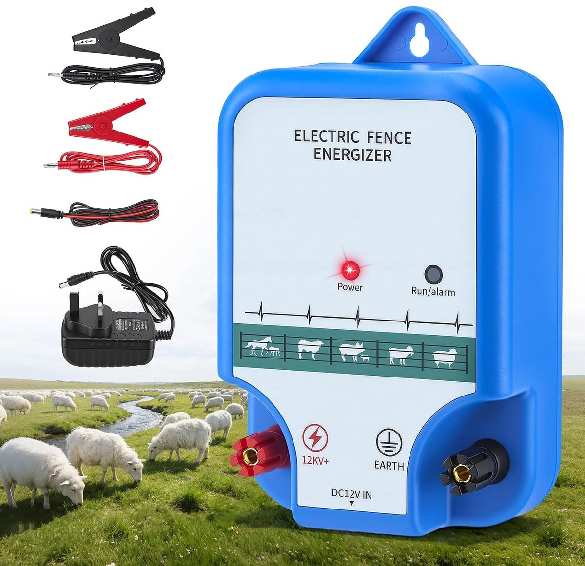 Elektrische afrastering 12V - 2J output - 3 km bereik - waterproof, ideaal voor vee en paarden - ShopVlot