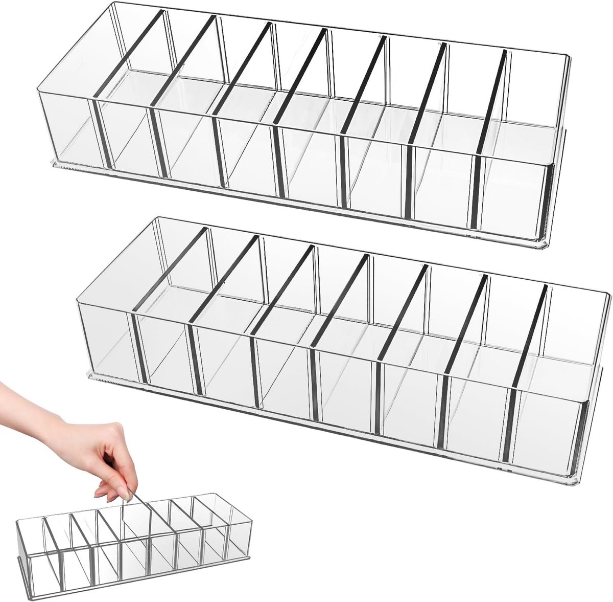Make-up organizer 8 compartimenten - transparant - ruimtebesparend - snel vinden wat je zoekt - ShopVlot