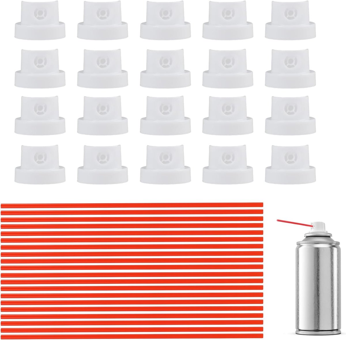 Reservesproeikoppen 20 stuks - aerosolmondstuk - capillaire buis en verlengrietjes - voor nauwkeurig spuiten - ShopVlot