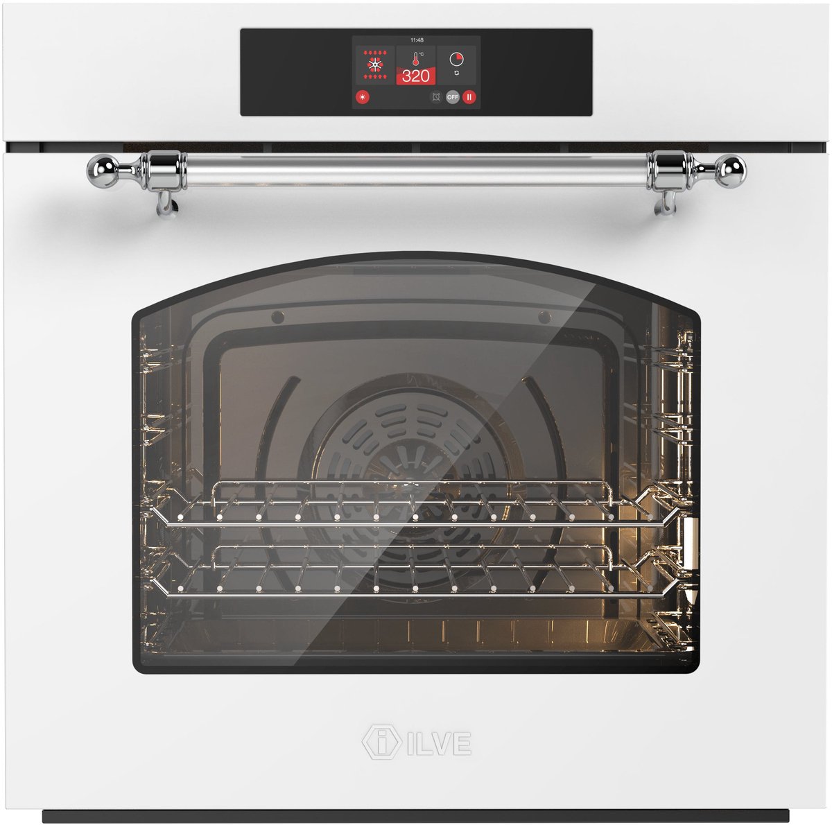 ILVE Oven 60 cm A+ clas 30 / 320 graden Wit Chroom - Inbouw