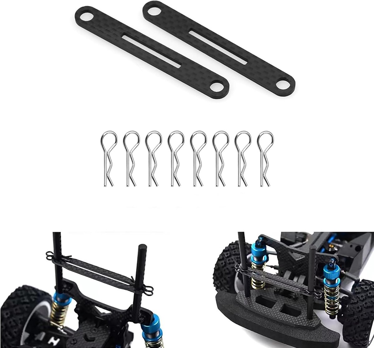 Carbon crossmember voor Tamiya XV01 TT02 XV02 - versterkt frame - carbonfiber - voorkomt schudden van de carrosserie - ShopVlot
