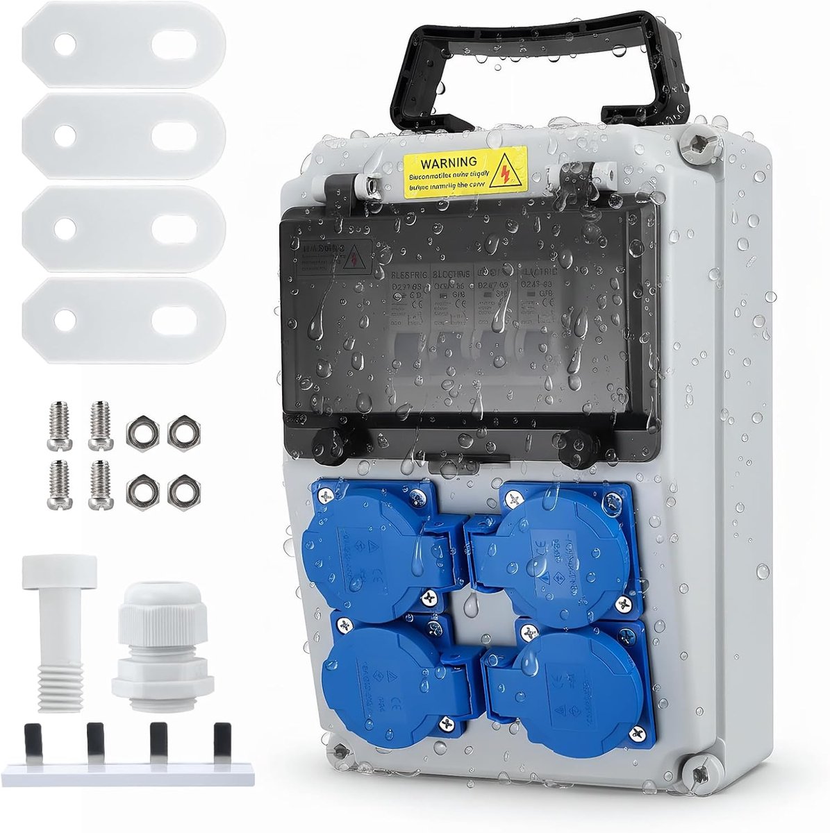 Construction Current Distributor 32A - 4x FI/LS Schakelaar 16A - IP67 Weerbestendig - Ideaal voor Bouwplaatsen - ShopVlot