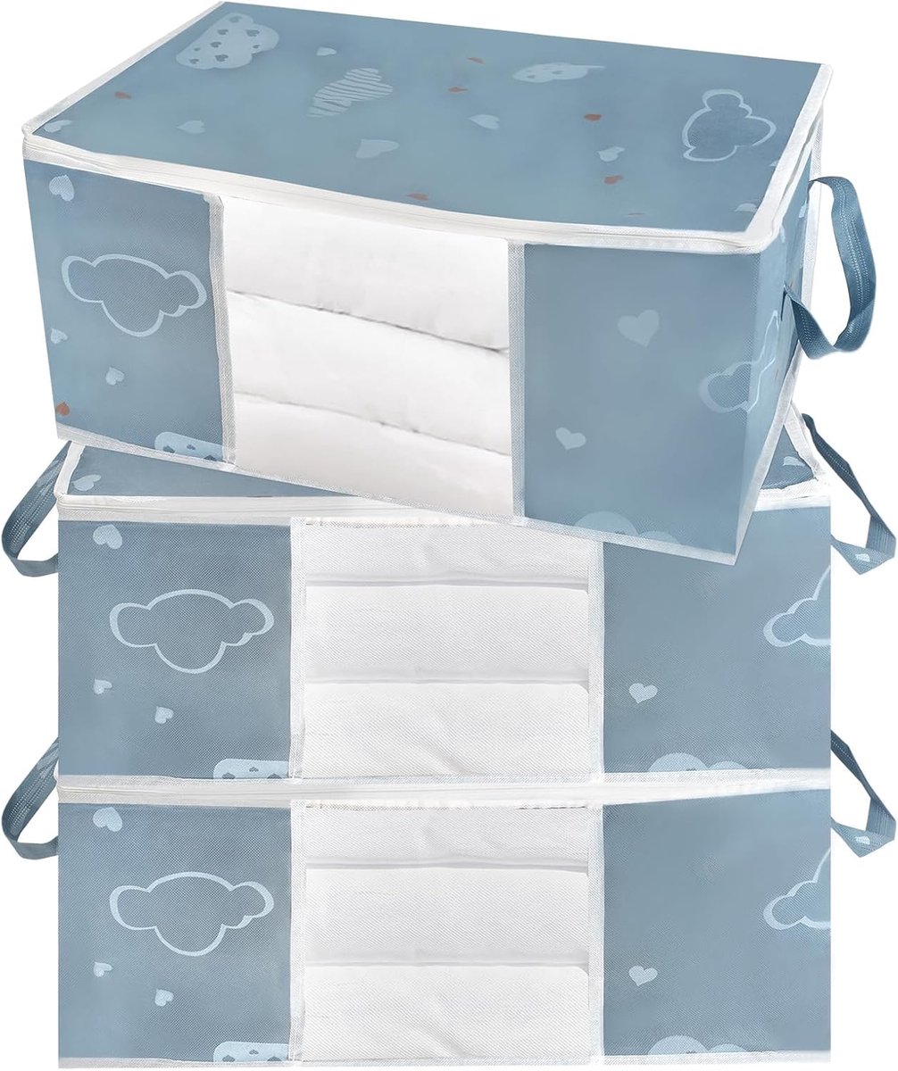 Opbergdozen 3 Pack 50L - Ruimtebesparend - Vouwbaar - Ideaal voor seizoenswisseling - ShopVlot