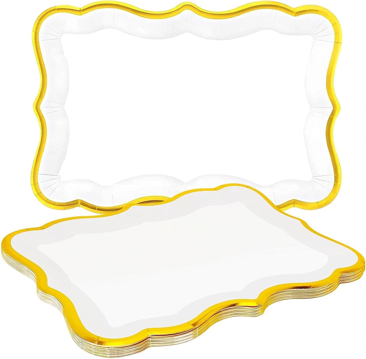 Serveerborden 33 x 23 cm - Karton - Gouden rand - Perfect voor feesten - ShopVlot