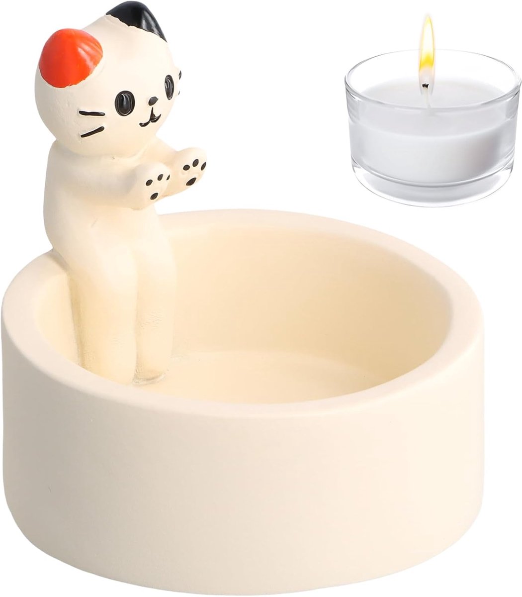 Kaarsenhouder kat - schattige cartoon - kitten decoratie - gezellig licht voor woonkamer - ShopVlot
