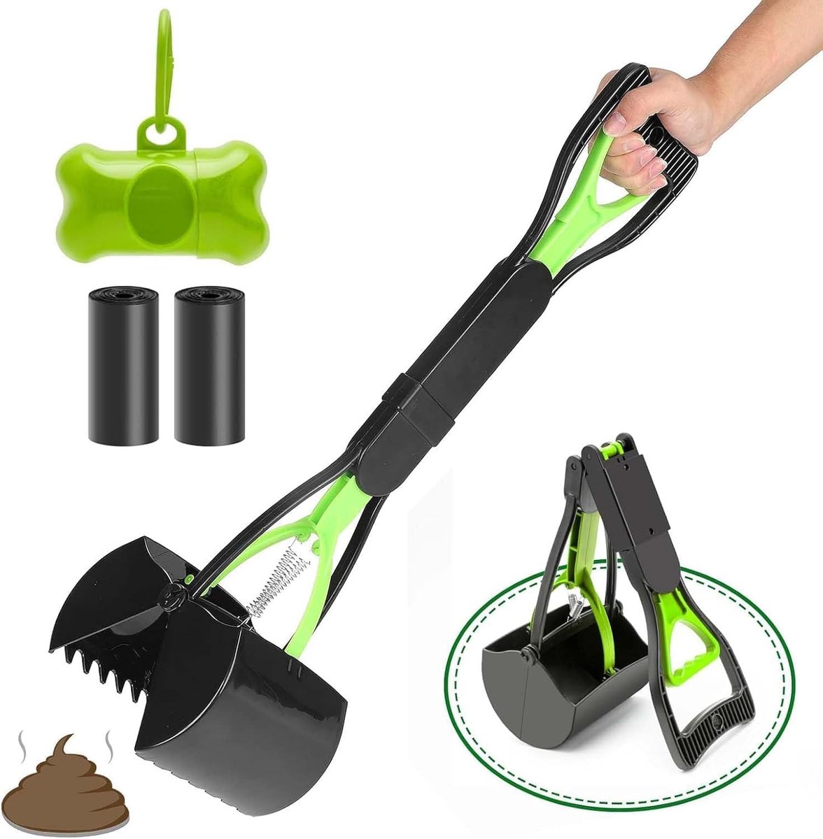 Hond Poep Schep - 45 cm Opvouwbaar - Inclusief Poepzakjeshouder - Handig voor Buitenshuis - ShopVlot