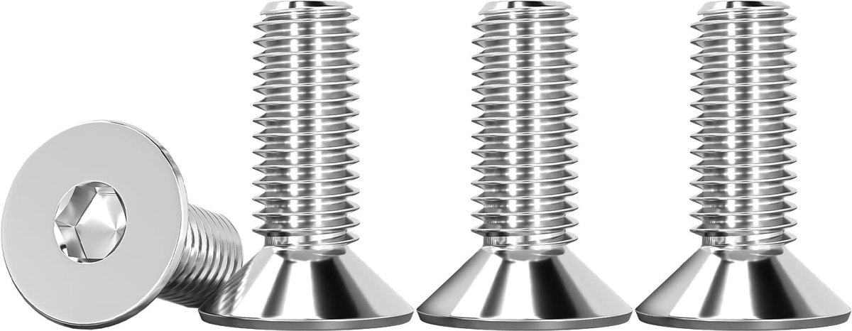 25 stuks verzonken schroeven M6 x 16 mm roestvrij staal V2A VA A2 verzonken schroeven met binnenzeskant DIN 7991 / ISO 10642 schroefdraad roestvrij staal zilver schroeven metrische regeldraad