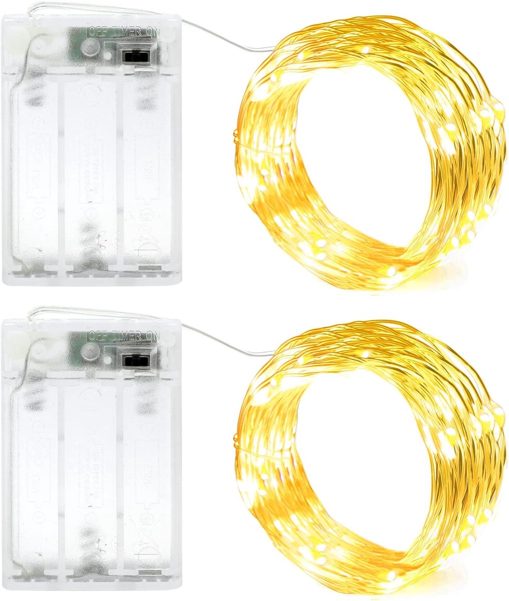 Lichtketting met timer 20 leds - kleine lichtketting op batterijen - waterdicht - SnelShoppen