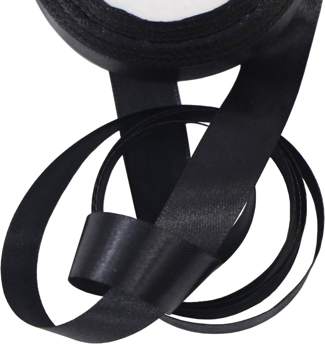 Aufodara 22 meter effen satijnen lint 20 mm brede decoratie voor doe-het-zelf geschenkverpakkingen, strikken, knutselen, bruiloftsfeestaccessoires (zwart, 20 mm - 24 meter)